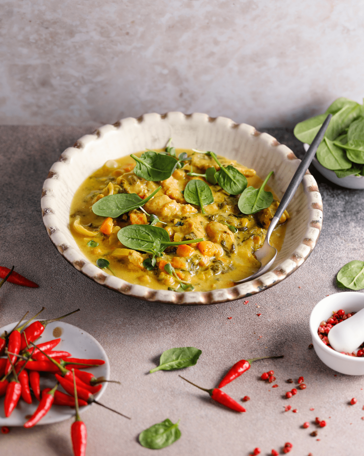hähnchen spinat-curry - FITTASTE