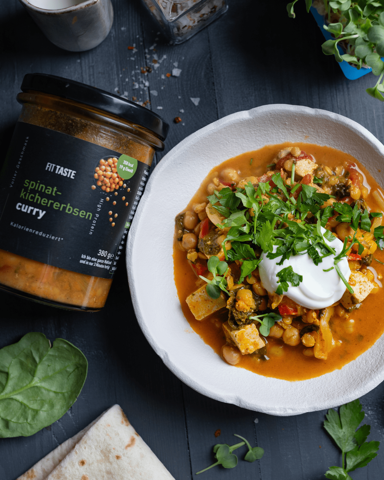spinat-kichererbsen curry - FITTASTE