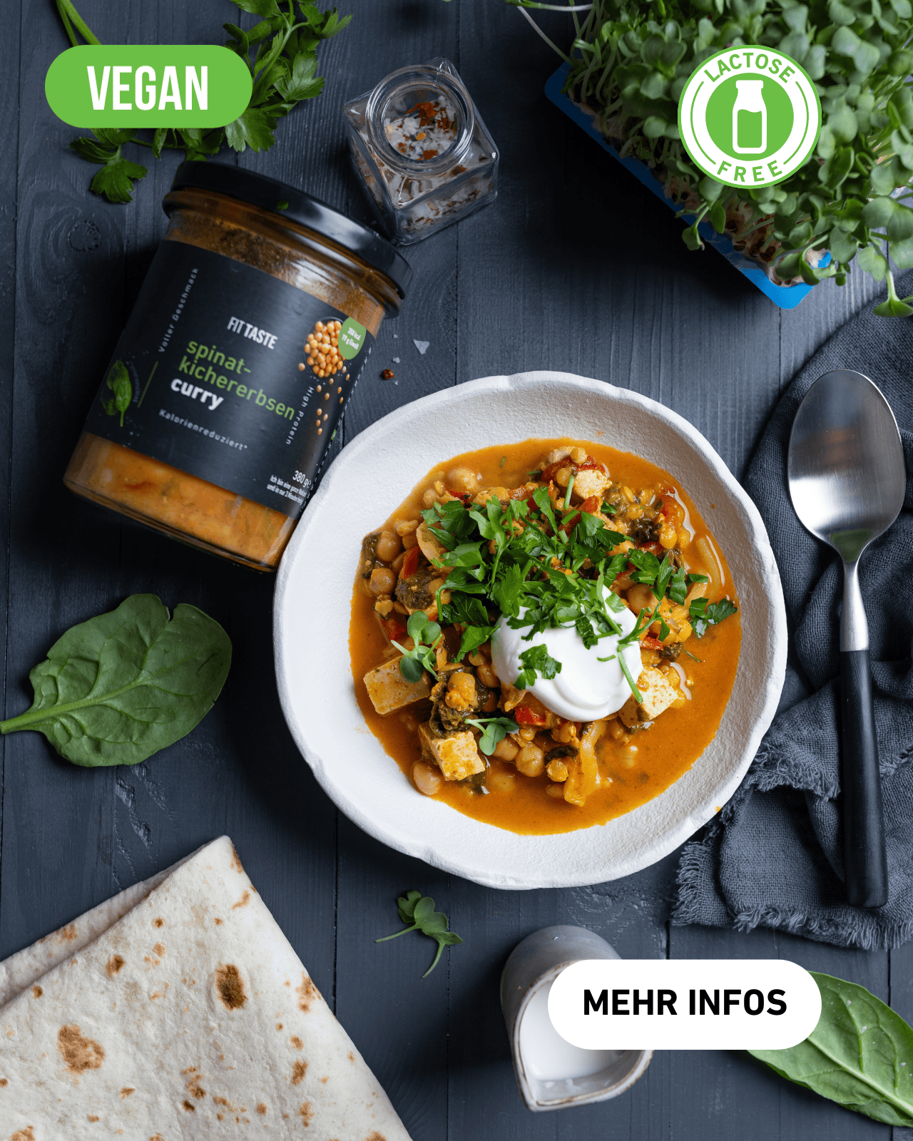 spinat-kichererbsen curry - FITTASTE