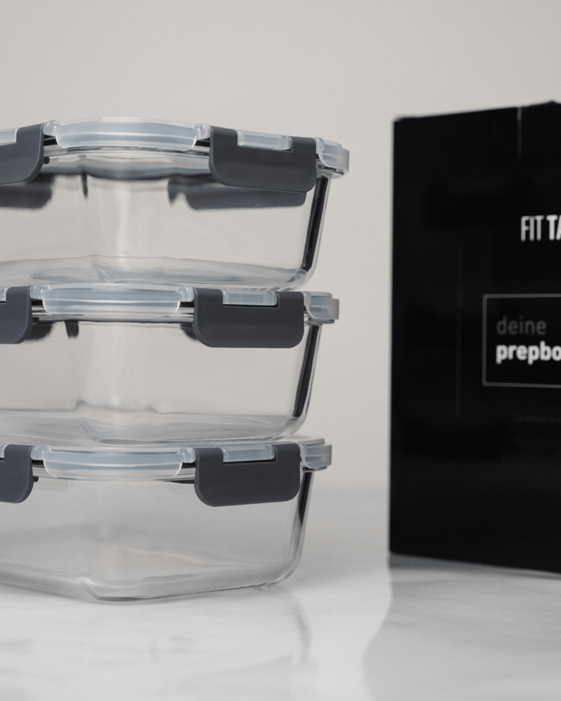 FITTASTE Frischhaltedosen Set aus Glas (3x Dose + 3x Deckel) - FITTASTE